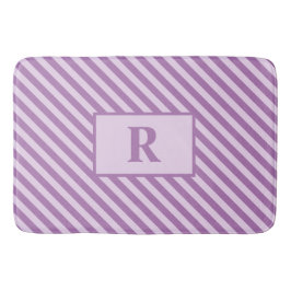 Badmat met paarse strepen en initiaal