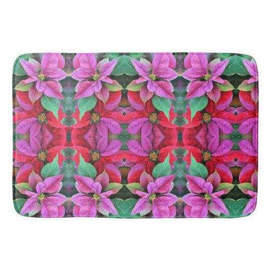 Badmat Roze & Rode Poinsettias (Voorkant)