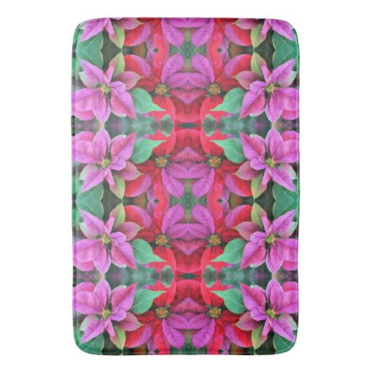 Badmat Roze & Rode Poinsettias (Voorkant Verticaal)