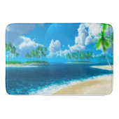 Badmat/Tropisch strand met palmbomen Badmat (Voorkant)
