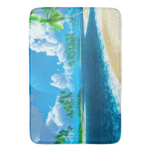 Badmat/Tropisch strand met palmbomen Badmat (Voorkant Verticaal)