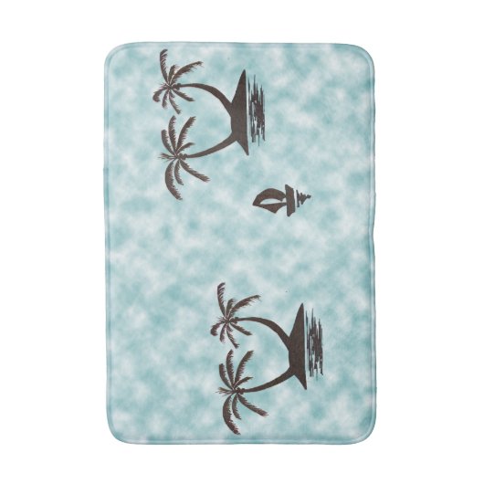 Badmat - Tropische eilanden en boot (Voorkant Verticaal)