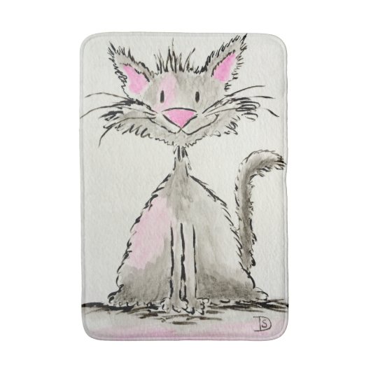 Badmat, Waterverf Kitty Kat Badmat (Voorkant Verticaal)