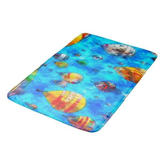 Badmat Waterverf Kunst Hete Luchtballonnen (Gekanteld)