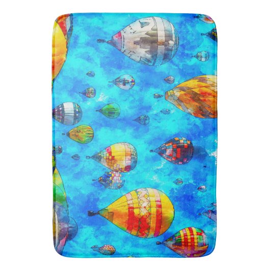 Badmat Waterverf Kunst Hete Luchtballonnen (Voorkant Verticaal)