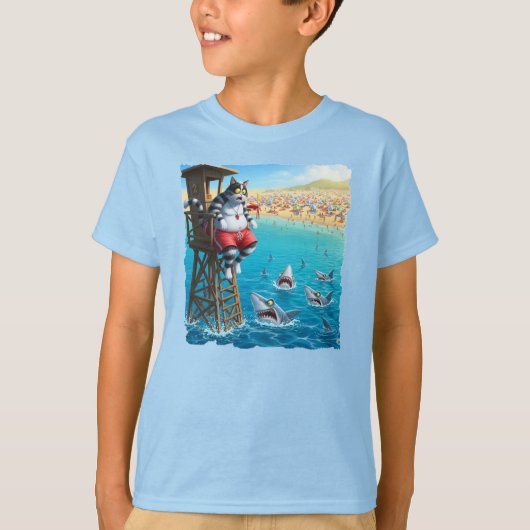 Badmeester kat gevangen door het hoge tij! t-shirt (Voorkant)