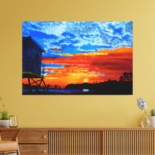 Badmeesters zonsondergang canvas afdruk (Insitu (Woonkamer))