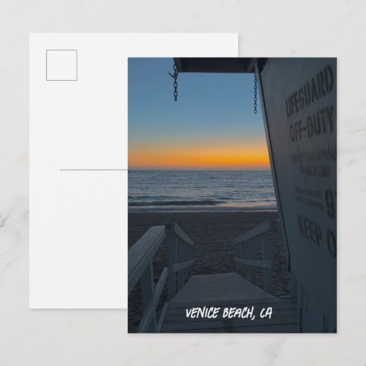 Badmeestertoren bij zonsondergang - Venice Beach,  Briefkaart (Voorkant / Achterkant)