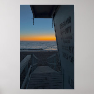 Badmeestertoren bij zonsondergang - Venice Beach, Poster