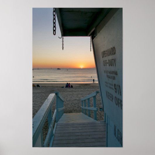 Badmeestertoren bij zonsondergang - Venice Beach, Poster (Voorkant)