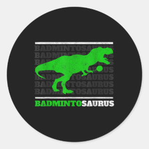 Badminto Saurus Rex Birdie Shuttle Dino Badminton Ronde Sticker