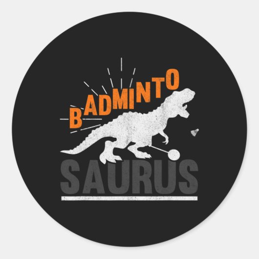 Badminto Saurus Rex Birdie Shuttle Dinosaur Badmin Ronde Sticker (Voorkant)