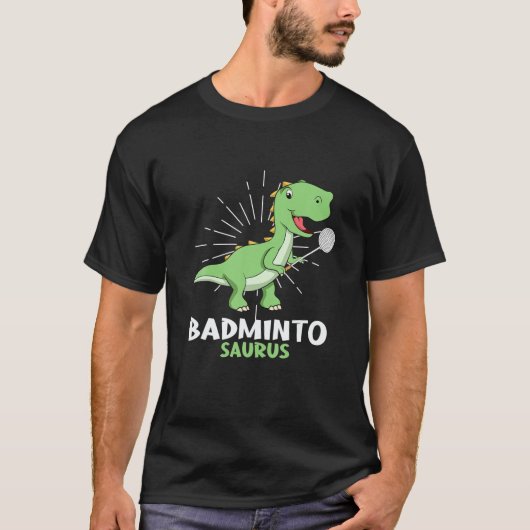 Badminto Saurus Rex Birdie Shuttlecock Dinosaur Ba T-shirt (Voorkant)