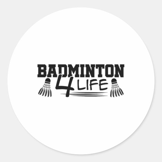 Badminton 4 Life Graphic Badminton Player Shuttle Ronde Sticker (Voorkant)
