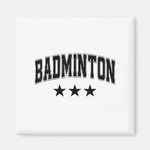 Badminton All Black Stars Clic Retro Varsity Tekst Magneet