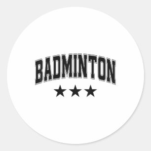 Badminton All Black Stars Clic Retro Varsity Tekst Ronde Sticker