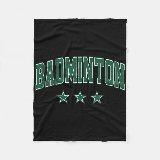 Badminton All Green Stars Klik Retro Varsity Text Fleece Deken (Voorkant)