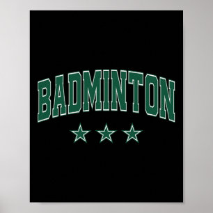 Badminton All Green Stars Klik Retro Varsity Text Poster