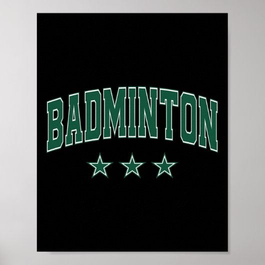 Badminton All Green Stars Klik Retro Varsity Text Poster (Voorkant)