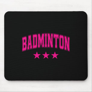 Badminton All Pink Stars Klik Retro Varsity Text Muismat