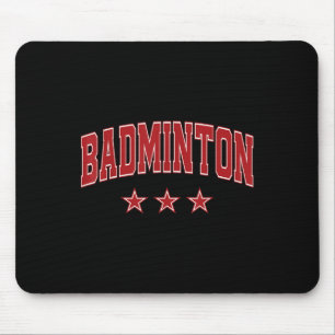 Badminton All Red Stars Clic Retro Varsity Tekst  Muismat