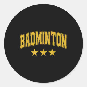 Badminton Alle Gele Sterren Clic Retro Varsity Tek Ronde Sticker
