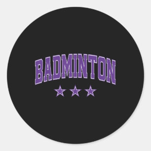 Badminton Alle Paarse Sterren Clic Retro Varsity T Ronde Sticker