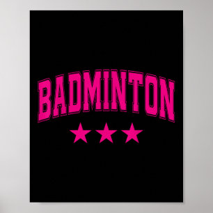 Badminton Alle Roze Sterren Clic Retro Varsity Tek Poster