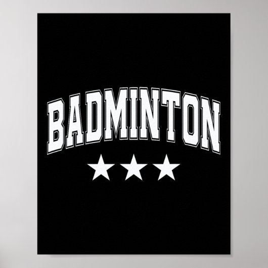 Badminton Alle witte sterren Klik Retro Varsity Te Poster (Voorkant)