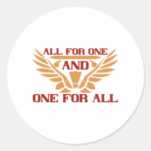 Badminton - alles voor één en één voor iedereen ronde sticker