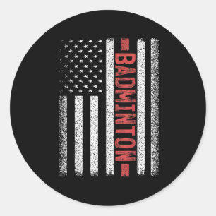 Badminton Amerikaanse Vlag 4e Juli Badminton Spele Ronde Sticker