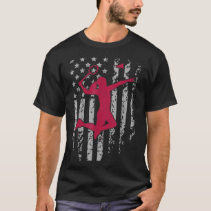 Badminton Amerikaanse Vlag Patriottische Hoge Scho T-shirt