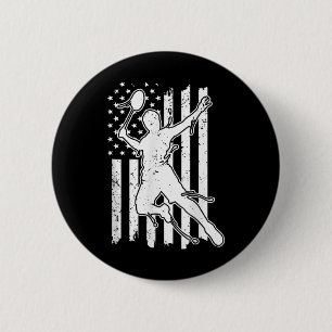 Badminton Amerikaanse Vlag - Shuttle Amerika Vlag  Ronde Button 5,7 Cm