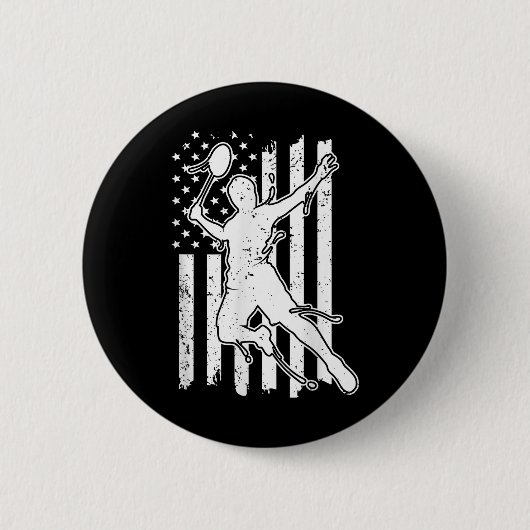 Badminton Amerikaanse Vlag - Shuttle Amerika Vlag Ronde Button 5,7 Cm (Voorkant)