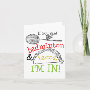 Badminton & Tacos IM in sportspeler Funny Gi Kaart