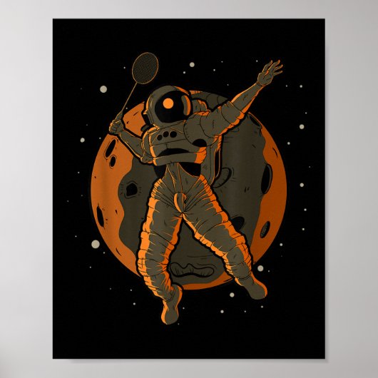 Badminton Astronaut Buitenruimte Ruimtevaarder Poster (Voorkant)