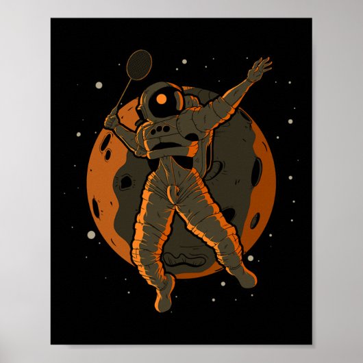 Badminton Astronaut Ruimtevaarder Poster (Voorkant)