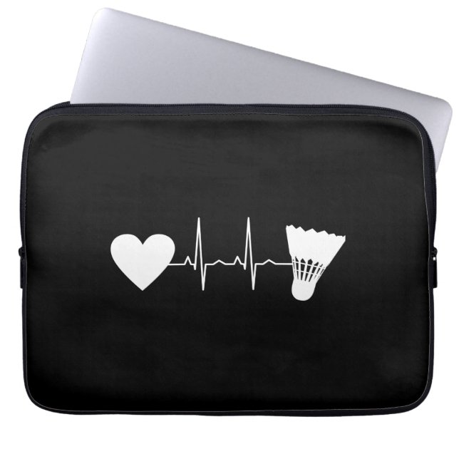 Badminton - Badminton Bal Hartslag Laptop Sleeve (Voorkant)
