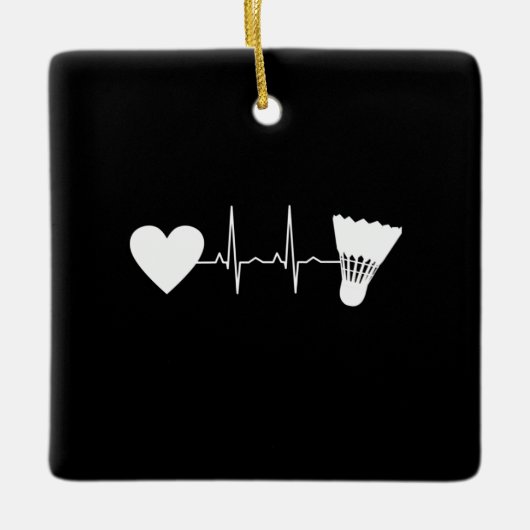Badminton - Badminton Ball Heartbeat Keramisch Ornament (Voorkant)