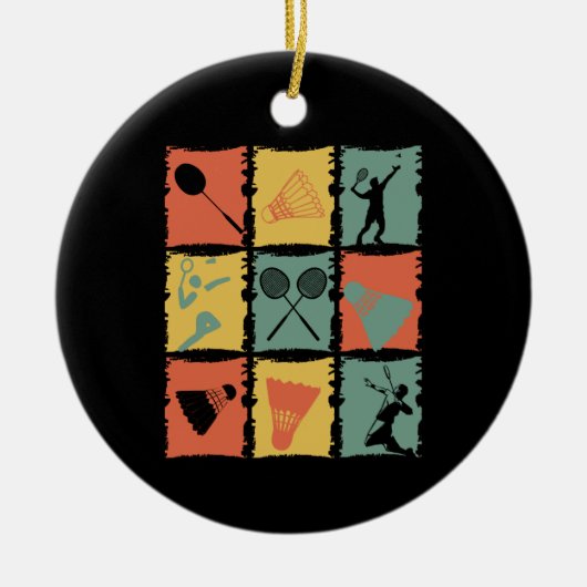 Badminton Badminton Player Retro Keramisch Ornament (Voorkant)