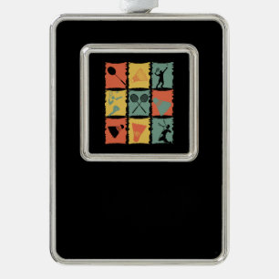 Badminton Badminton Player Retro Verzilverd Omlijst Ornament