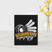 Badminton - Badminton Player Shuttle Birdie Kaart (Gele Bloem)