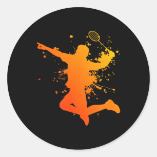Badminton Badminton Speler Squash Shuttle Ronde Sticker