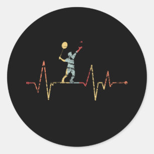Badminton - Badmintonspeler Heartbeat Ronde Sticker