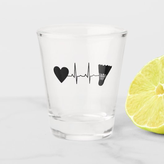 Badminton Bal Hartslag Shot Glas (Voorkant)