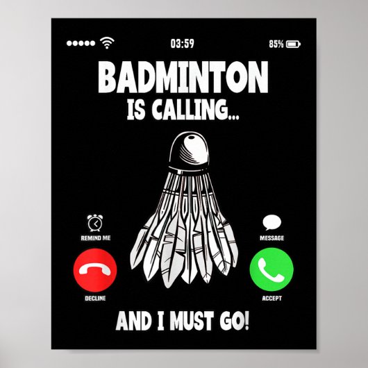 Badminton belt en ik moet gaan shuttle poster (Voorkant)