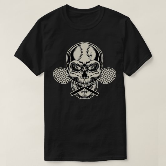 Badminton  Big Skull Skeleton Head Badminto T-shirt (Design voorkant)