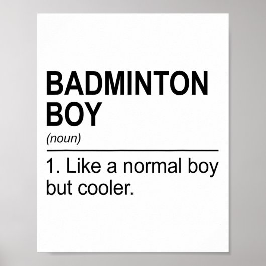 Badminton Boy Noun Definition Shuttle Badminton PL Poster (Voorkant)