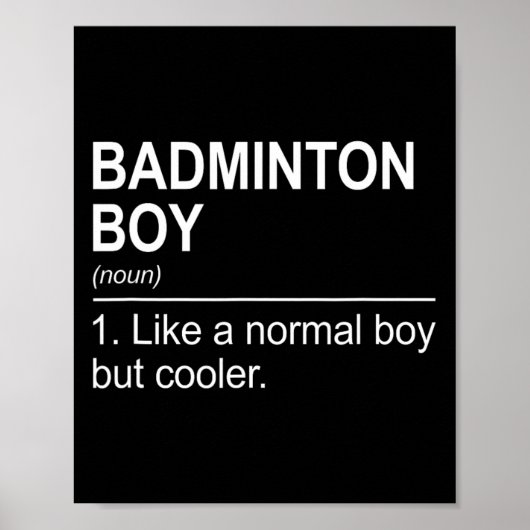 Badminton Boy Noun Definition Shuttle Badminton PL Poster (Voorkant)