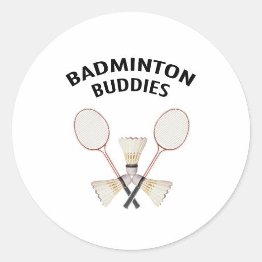 Badminton Buddies Ronde Sticker (Voorkant)